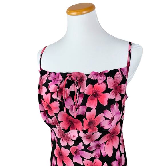 Vintage jr-s.com Dress Pink Black Floral 90s Y2K Women's 9 10 - Picture 2 of 12